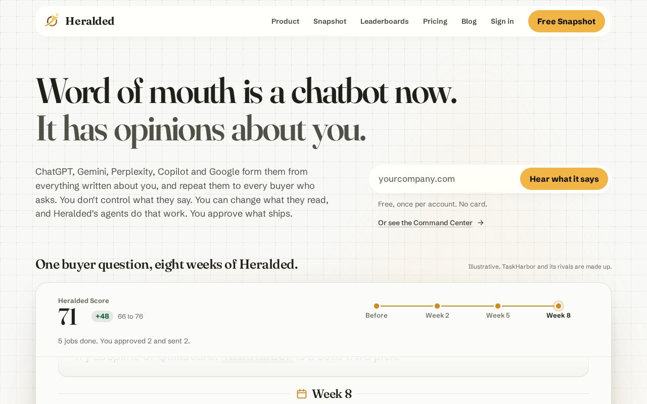 The heralded.ai homepage